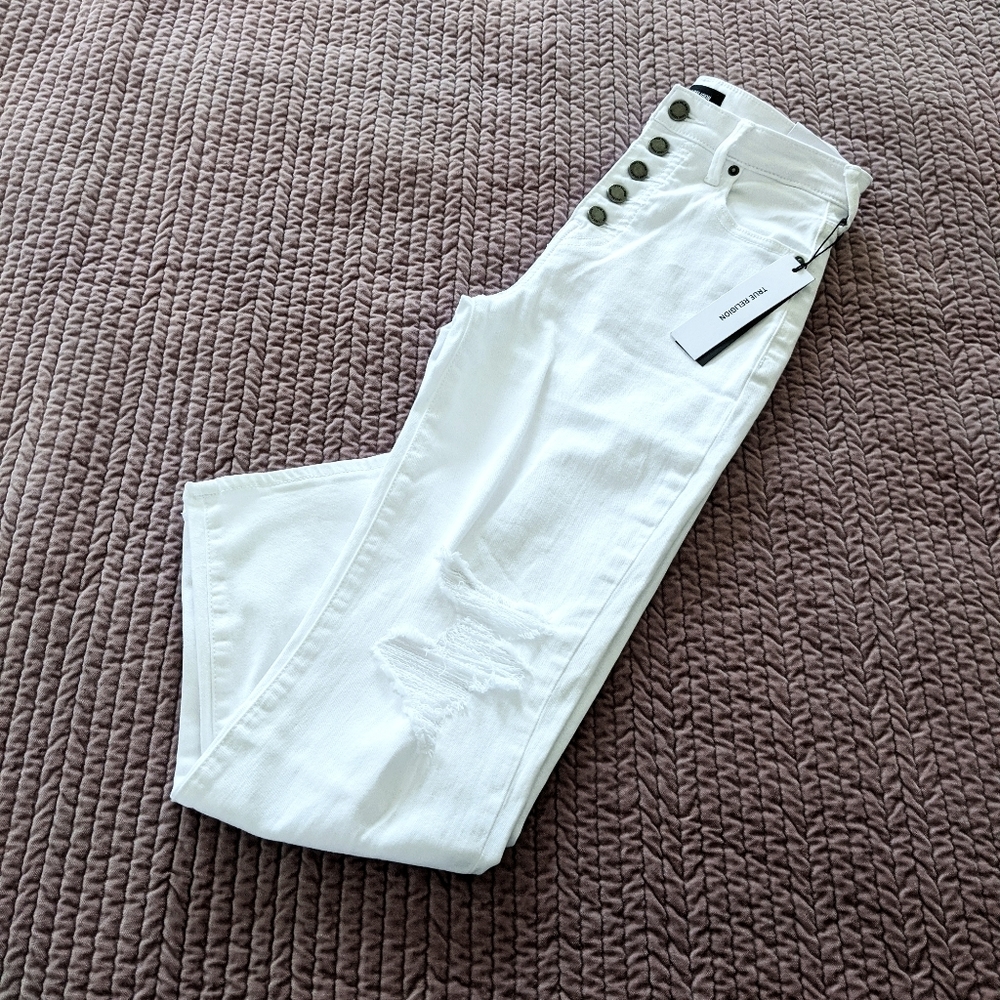 NWT True Religion Starr white jeans size 27